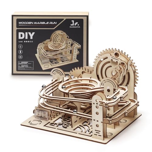 SainSmart Jr. 3D Wooden Puzzles for Adults, Marble Run Wood to Build, Mechanical Model Building Kit, DIY Gift for Aged 14+, Roller Coaster