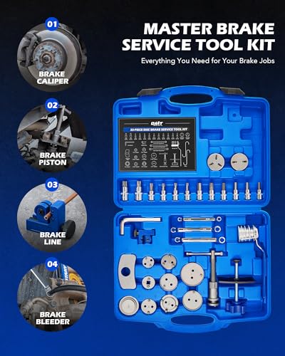 OMT 34pc Master Brake Caliper Tool Kit with 11 Adapters and Line Cutter - size: Master