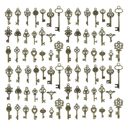 WOCRAFT 60pcs Antique Bronze Small Key Charms Bracelet Charms for Jewelry Making Sets DIY Necklace Bracelet Keychain Crafting Charms Kit Craft Supplies (SN924) - color: Antique Bronze, size: Small Key Charms