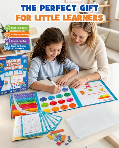 X-Large Magnetic Fraction Book, 210 Pcs Tiles Circles Manipulatives