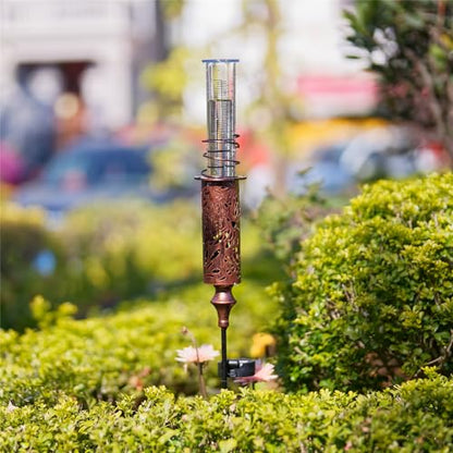 Rain Gauge Outdoor, Solar Water Gauge for Rain - color: Copper