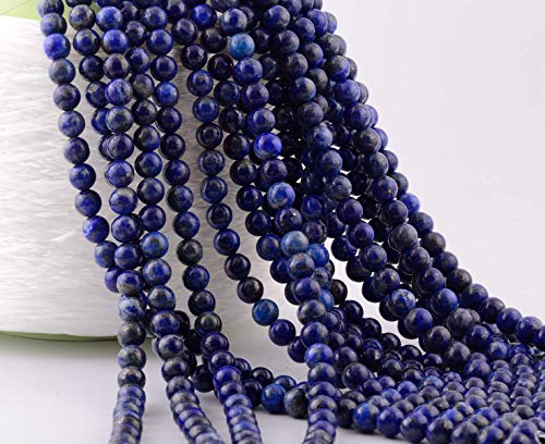 Natural Stone Beads 100pcs 6mm Lapis Lazuli Round Genuine Real Stone Beading Loose Gemstone Hole Size 1mm DIY Charm Smooth Beads for Bracelet Necklace Earrings Jewelry Making (Lapis Lazuli Blue, 6mm) - color: Lapis Lazuli Blue, size: 6mm