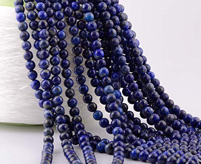 Natural Stone Beads 100pcs 6mm Lapis Lazuli Round Genuine Real Stone Beading Loose Gemstone Hole Size 1mm DIY Charm Smooth Beads for Bracelet Necklace Earrings Jewelry Making (Lapis Lazuli Blue, 6mm) - color: Lapis Lazuli Blue, size: 6mm