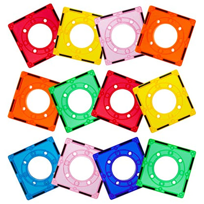 PicassoTiles Magnetic Tiles for Marble Run Racetrack Square Joint Shape Building Block Construction Colorful STEM Toy Set Learning Kit Educational Magnet Playset for Toddler Boys & Girls Ages 3+ - color: Marble Run Square Joint