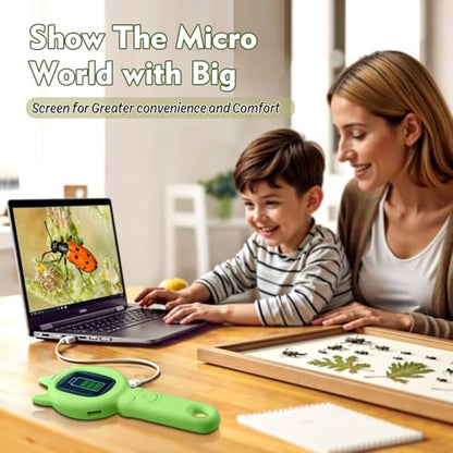 Kids Microscope, 500X Handheld Microscope for Kids, Green - color: Green