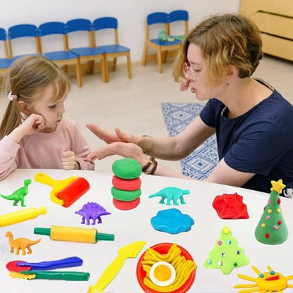 Unleash Creativity with 11 Unique Dinosaur Fossil Molds Dough Toys Dough Accessories Set.Ideal as a Gift for Kids Aged 3-4-8 Years