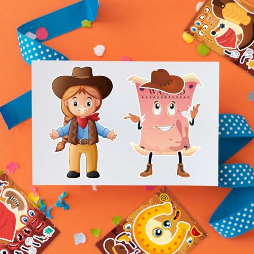 Cowboy Make a Face Stickers, Western Party Crafts for Boys & Girls - color: Cowboy