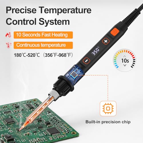 Soldering Iron Kit 80W LED Soldering Gun with Flux for Electronics Repair - color: Orange