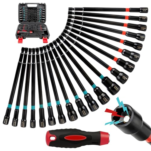 LLNDEI 21Pcs Magnetic Nut Driver Set SAE/Metric with Non-Slip Grip - size: 21pcs Nut Driver Set with Storage box