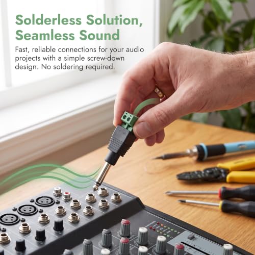 NANYI TS 1/4 Inch Jack, 6.35mm Mono Male Solderless Terminal Plug -2Pack - color: Green - welding free