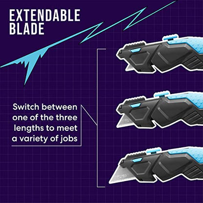Zoid 3-in-1 Adjustable Utility Knife with Contoured Body and Trax-Grip for Safe and Easy Cutting, Functions as a Precision Utility Knife, Wire Stripper, and Carabiner, Box Cutter, Wire Cutter - size: Single, style: 3-in-1 Adjustable Utility Knife