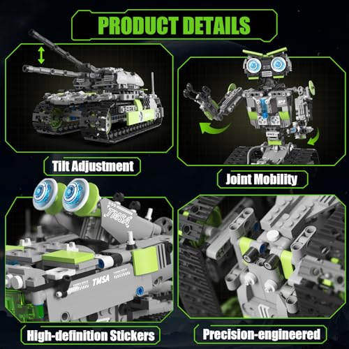 HPROMOT STEM Robot Building Kit for Kids Ages 8-16 | 757 PCS 5-in-1 APP & Remote Control Coding Robot Toy | 4 Control Modes | Engineering Educational Gift for Boys Girls Teens - color: T1120