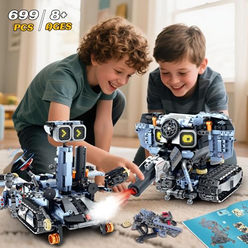 HiWEEGO 5 in 1 Changeable LED Eyes Robot Building Set for 12+ Kids Boy Girl