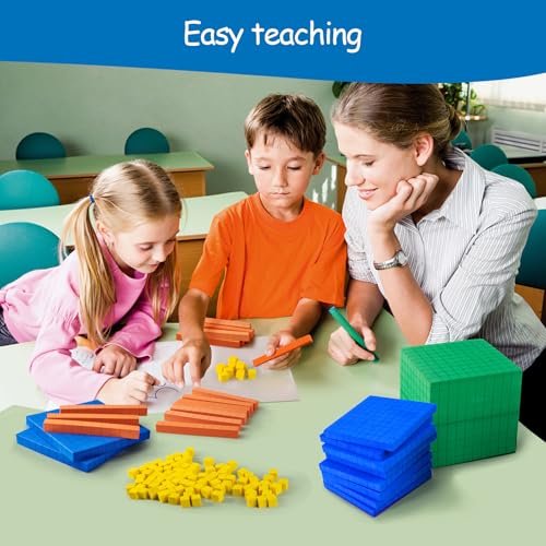 Base Ten Blocks Plastic and Foam Base Ten Set Place Value Blocks for Early Counting Math Toy for 1st Grade