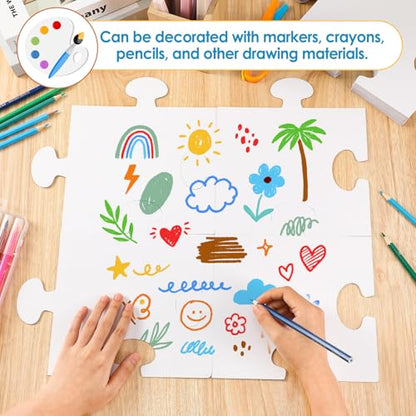 30 Pcs Blank Puzzle Pieces White 8 x 9 Inch DIY Kids Adults - color: White, size: 8 x 9 Inch