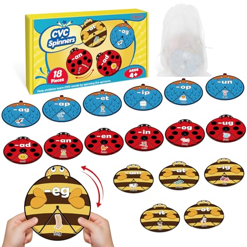 Kasfalci CVC Word Cards,CVC Word Games,Phonics Games,Speech Therapy Toys for Toddlers Kids,Learn to Read,Spelling Reading Learning Game,Kindergarten Preschool Learning Activities Educational Toy - style: CVC