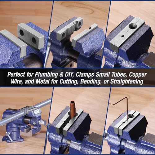 WORKPRO Dual Jaws Table Vise 2.5" & 1.5", 360° Swivel Clamp-On Bench Vise