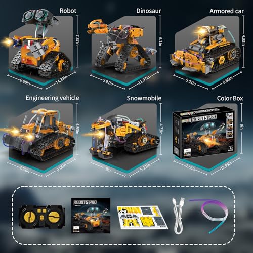 STEM Robot Building Kit for Kids – 5-in-1 Remote & App-Controlled Wall Robotics Set, Engineering Coding Robot Toys, Birthday Gifts for Boys & Girls Ages 6-12+ (673 PCS)