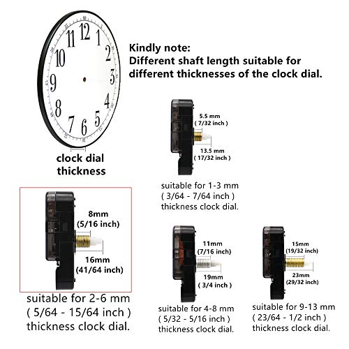 Youngtown 12888 Quartz Clock Mechanism Replacement 41/64" Shaft Clock Parts - size: 41/64 inch total shaft length