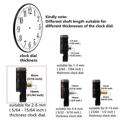 Youngtown 12888 Quartz Clock Mechanism Replacement 41/64" Shaft Clock Parts - size: 41/64 inch total shaft length
