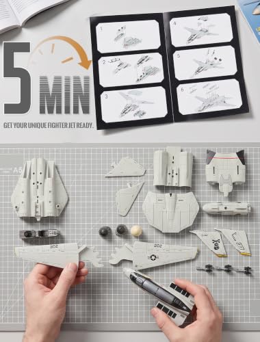 SEBUNAS 1:72 F-14 Tomcat 3D Quick Build Model Kit Fighter Jet Aircraft - color: 1.F14 White