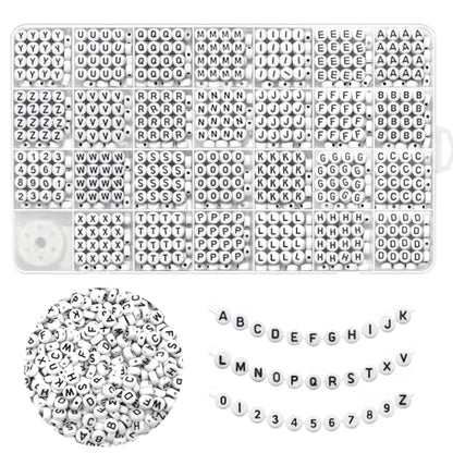 JULIMAIDONG Alphabet Beads A-Z 1350+Pcs Letter Number Hearts Bracelets Bead - color: Black