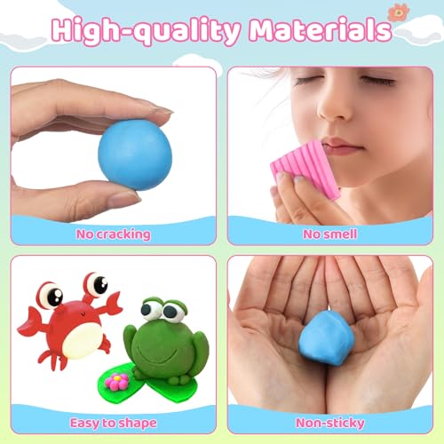 Funtopia Polymer Clay Kit, 34 Colors Modeling Clay for Kids Adults