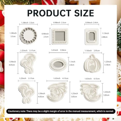 9 Pack Halloween Polymer Clay Cutters - Pumpkin/Mushroom/Flower/Oval Rectangle Geometry/Dragon, Ideal Polymer Clay Molds & Polymer Clay Earring Cutters for Christmas Jewelry Making - color: Christmas mold 2026