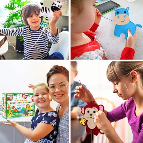 CiyvoLyeen Kids Sewing Kit Crafts - Safari Jungle Animal DIY Felt Crafts for Boys & Girls Art & Craft Set Learn to Sew Toy Animals Gift for Ages 7–12, 10 Cute Projects - color: Jungle animals-10 Pcs