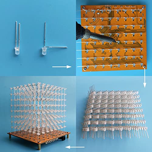 MINI 3D Led Cube DIY Electronics Kit Soldering Project Kit (3D8MINI-MULTI-KIT) - color: 3d8mini-multi-kit