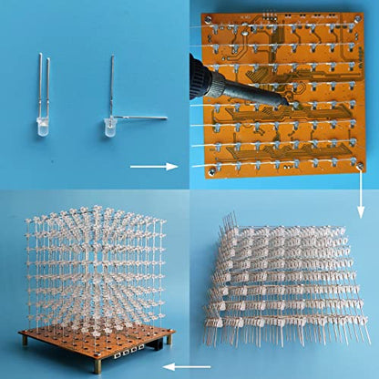 MINI 3D Led Cube DIY Electronics Kit Soldering Project Kit (3D8MINI-MULTI-KIT) - color: 3d8mini-multi-kit