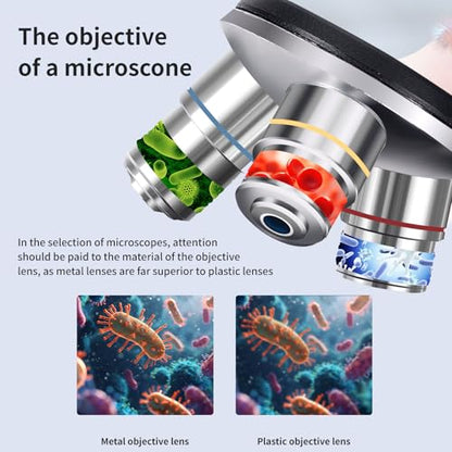 Trinocular Microscope 40x-2000x Magnification Double-Layer Stage with LED Lights on top and Bottom, Thick and Thin Dual Focusing knobs, Professional Biological Microscope (WiFi Electronic Eyepiece)