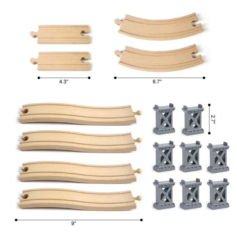 Wooden Train Bridges, Viaduct Bridge, Wooden Train Track Accessories, Wood Train Tracks, Train Tracks Compatible with All Major Brands - style: Viaduct Bridge