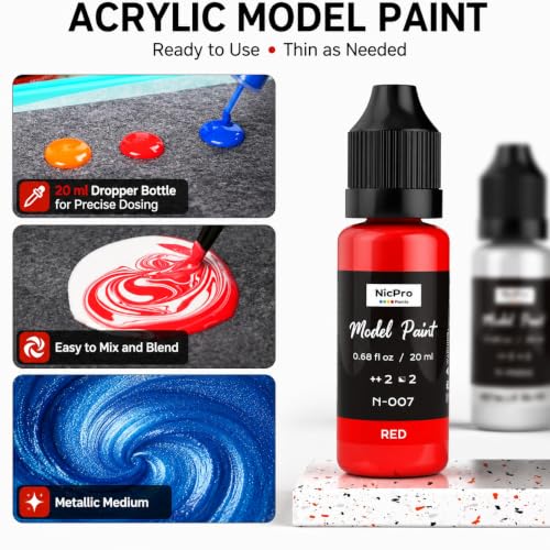 Nicpro 80 Colors Model Paint Set with 8 Thinners & 5 Specialty Bottles - style: 80 Colors Set