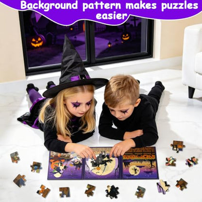 Halloween Magnetic Puzzle Toys for Kids & Toddlers Gifts, Jigsaw Book Game - color: Halloween Colors
