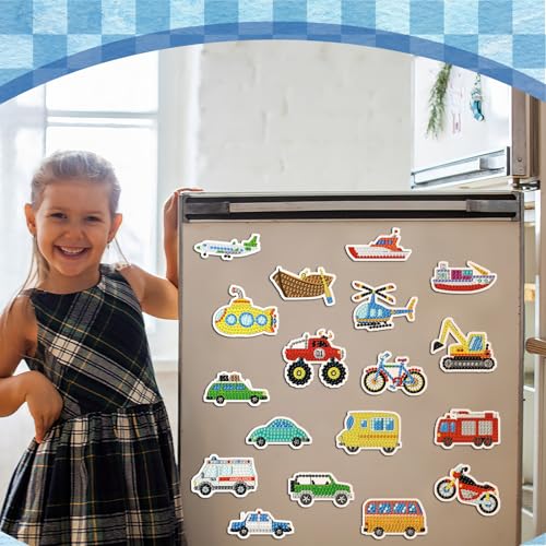Remuuly 30 Pcs Transportation Diamond Painting Magnets Diamond Art Magnets - color: Transportation