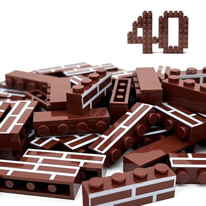 40PCS Classic Wall Building Bricks 1x4 Brown Color, Compatible with Lego Part, ABS Material, Creative Building Sets for Home, School & DIY STEM Projects, Construction Toy for Kid Age 6 7 8 9 10 11 12 - color: Brown 40pcs