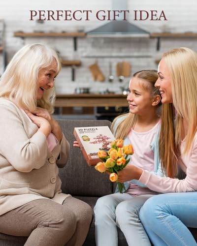 Rolife 3D Wooden Puzzle Flower for Adults, DIY Sakura Bonsai Tree Plants for Home Table Decor, Creative Cherry Blossom Crafts Birthday Model Building Kits Toys