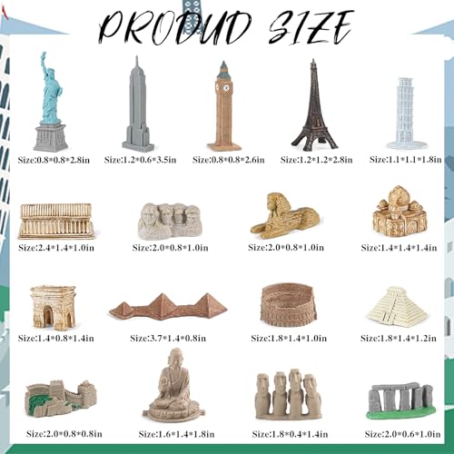 SCAHOW World Famous Building Models for Kids Toddlers 3 4 5 6 7 Years Old, 17pcs Landmark Architecture Toy Figurines,Edcucational Learning Toy Figure for Boys and Girls