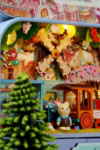 MAGQOO Miniature Dollhouse Kit Box Theater Kit Miniature Room Kit 3D DIY Wooden Doll House Kit with Furniture 1:100(Candy Adventure) - color: Candy Adventure