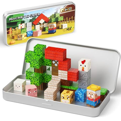 Mini Magnetic Travel Building Blocks: 35 PCS Farm Animals STEM Toys - size: Farm Animals Small - 35PCS