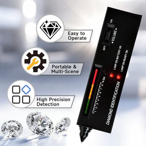 High Accuracy Diamond Tester Pen, Gemstone Identification Tool for Jewelers, Portable Gem Detector with Light & Beep Prompt