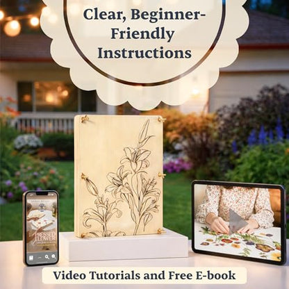 Extra Large Flower Press Kit for Adults - 15" x 11.4" Wooden Flower Press - color: Beige, size: XL