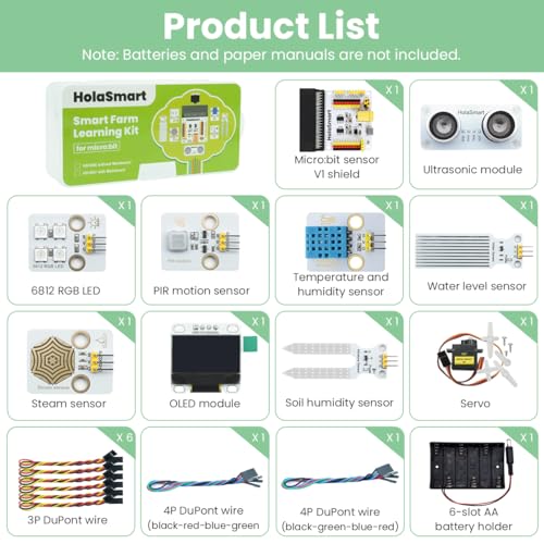Micro:bit Smart Farm Learning Kit,16 Progressive STEM Projects for School Student | MakeCode & Python Programming | Actuators for IoT Agriculture Education (Without Micro:bit Board)