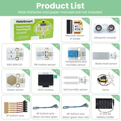 Micro:bit Smart Farm Learning Kit,16 Progressive STEM Projects for School Student | MakeCode & Python Programming | Actuators for IoT Agriculture Education (Without Micro:bit Board)