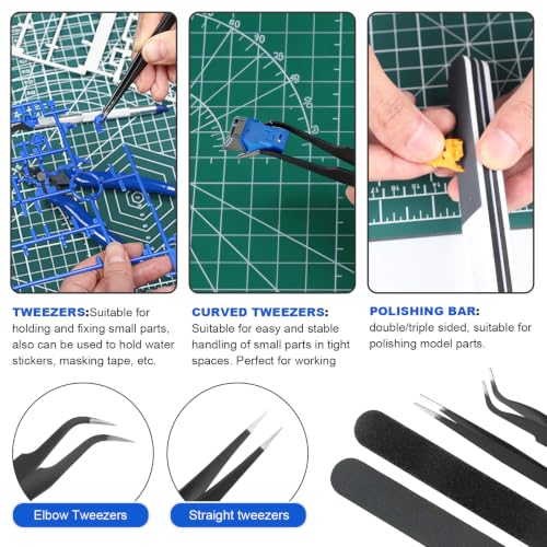 Fippy Model Kit Tools, Hobby Building Tools with A5 Cutting Mat - style: Set D