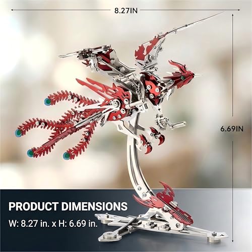 3D Metal Puzzles for Adults, Mechanical Phoenix Bird Model Kit - color: Phoenix-red