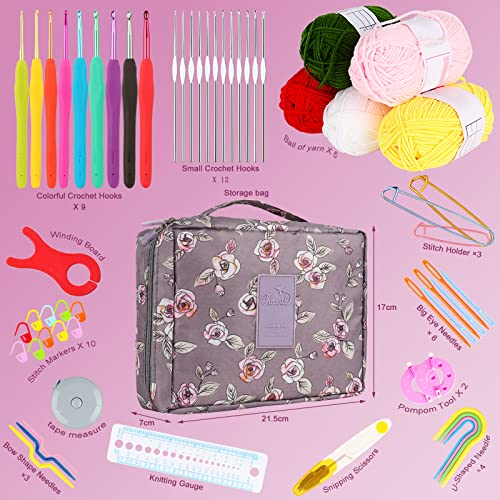 Aeelike Full Crochet Kit for Beginners Adults, Purple Flower - color: dark purple