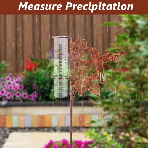 35'' Tall Hummingbird Rain Gauge Outdoor with Plastic Tube - color: Hummingbird-Brown