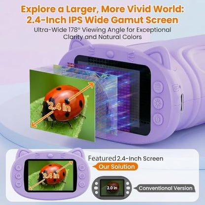 Kids Microscope, 4K 1000X, 2.4" Screen, STEM Toy Ages 4-8, Violet - color: Lavendel